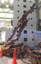 Recovered WTC Steel showing impact