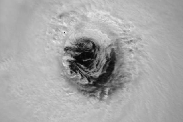 Moderate Resolution Imaging Spectroradiometer (0.66 microns) image of the inner core of Hurricane Erin