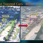 Toasted Cars in a Parking Lot