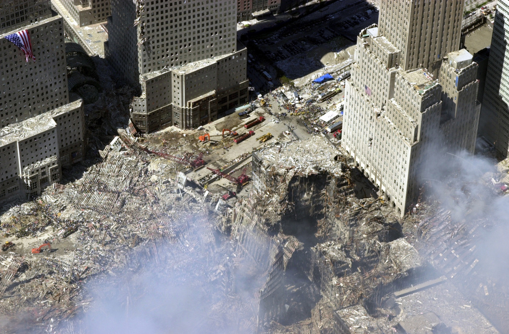 Notice how straight the vertical holes were that cut down through WTC6.