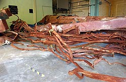 pieces of recovered metal trusses